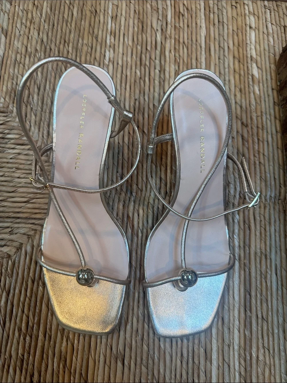 Loeffler Randall Triana Metallic Gold Strappy Slingback Sandals